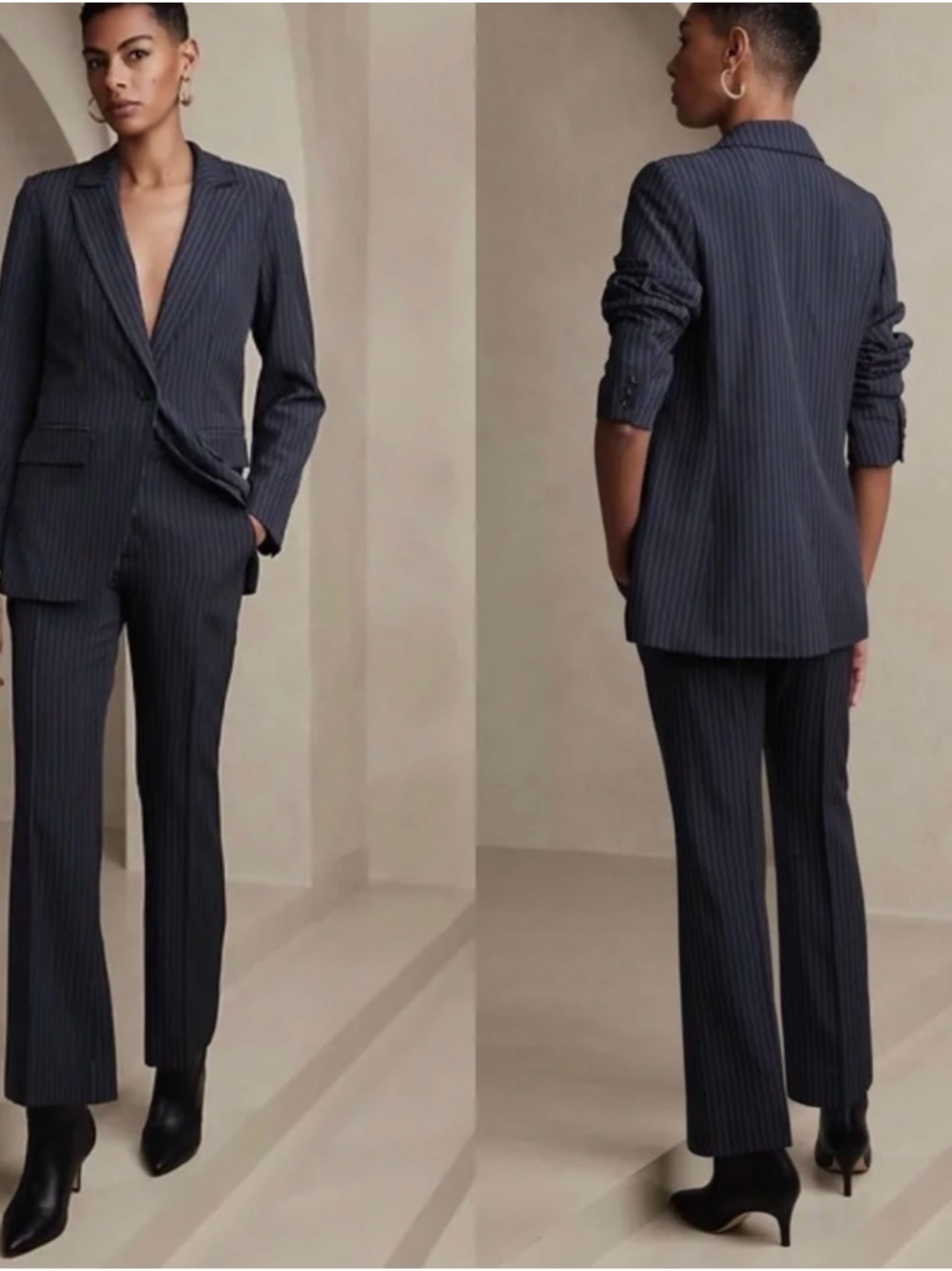 Banana Republic Navy Pinstripe Women's Suit - Blazer & Pants
